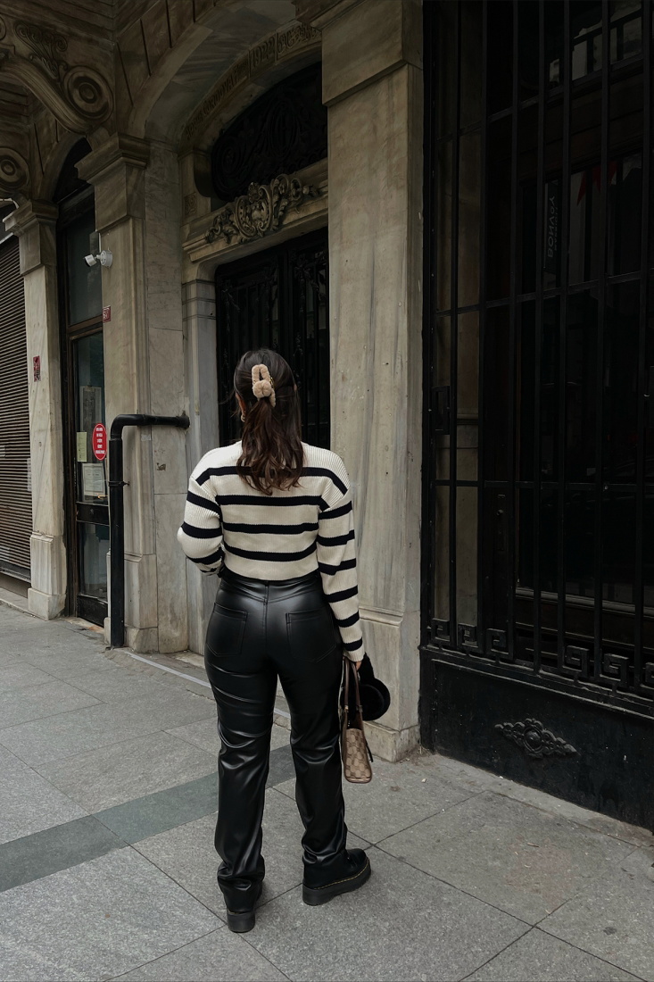 Black Leather Pants ATE2928 - EYYO
