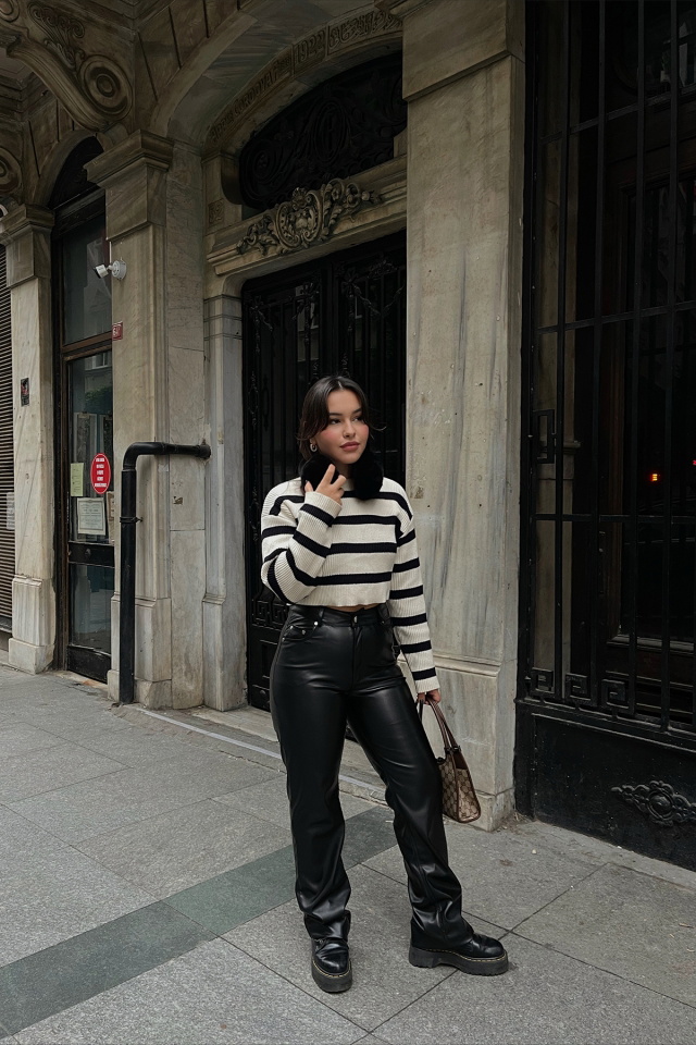 Black Leather Pants ATE2928 - 1