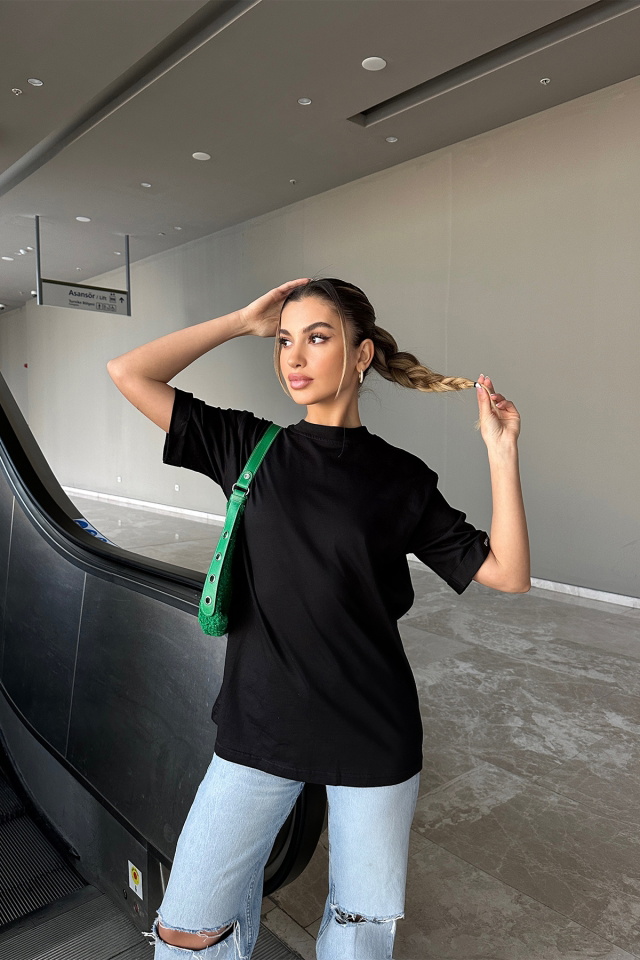 Black Letter Sleeve Tshirt ATE6092 - 2