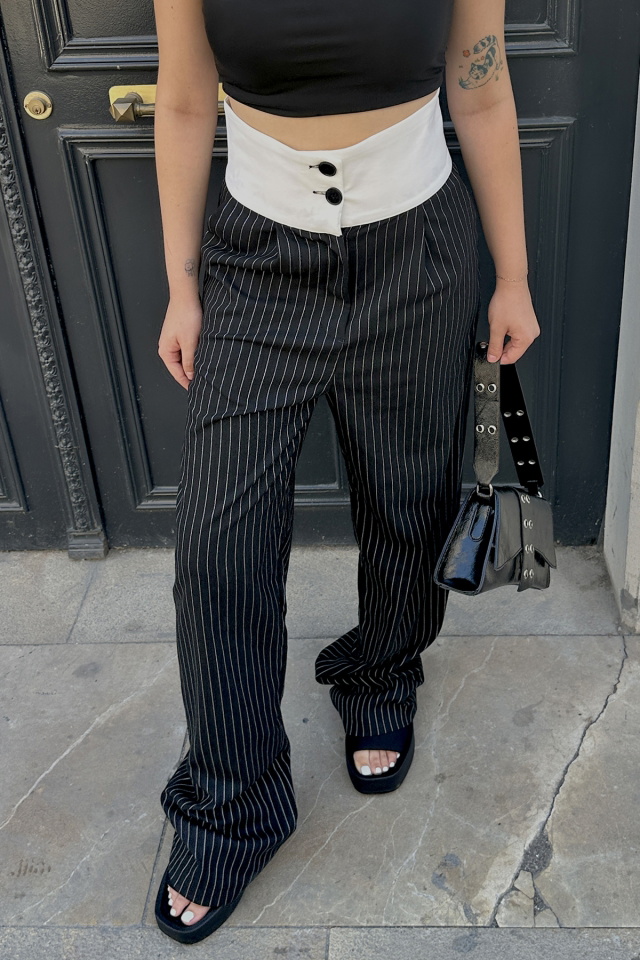 Black Lined High Waist Pants ATE7103 - 2