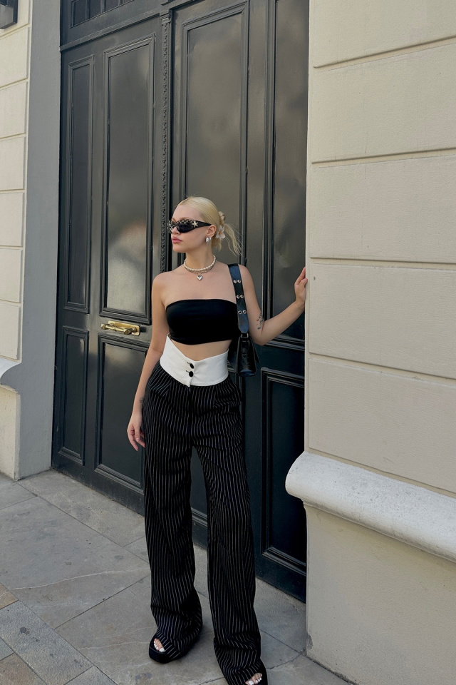 Black Lined High Waist Pants ATE7103 - 4