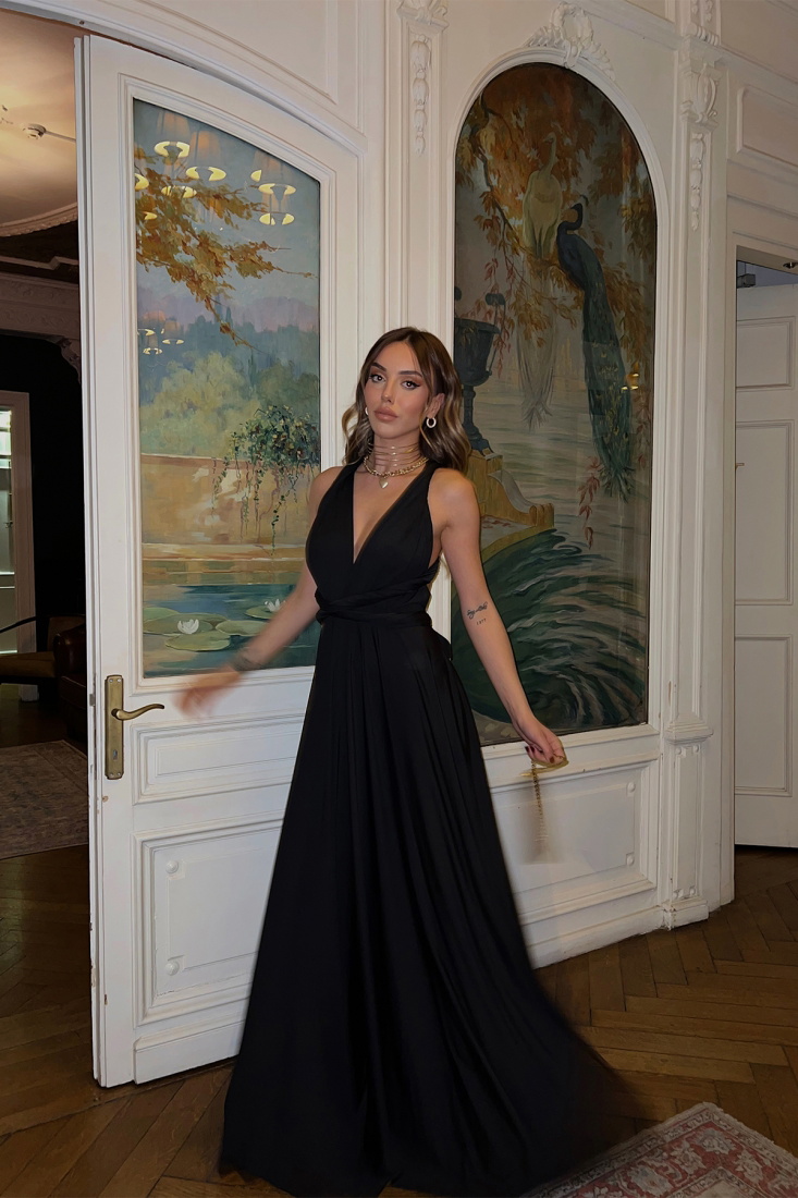 Black Long Dress ATE2028 - EYYO ATELIER