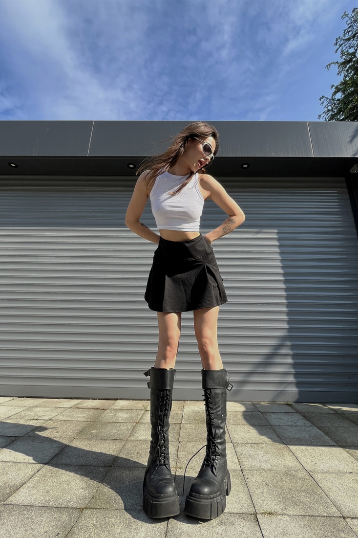 Black Mini Skirt ATE6520 - MEHMET İHRACAT