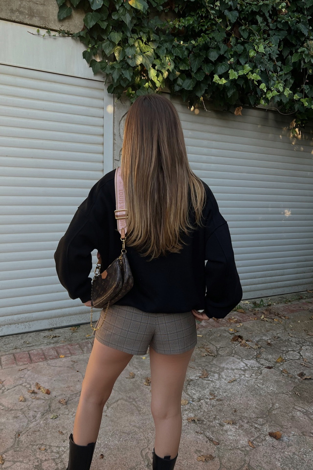 Black Oversize Basic Sweat ATE2483 - 4