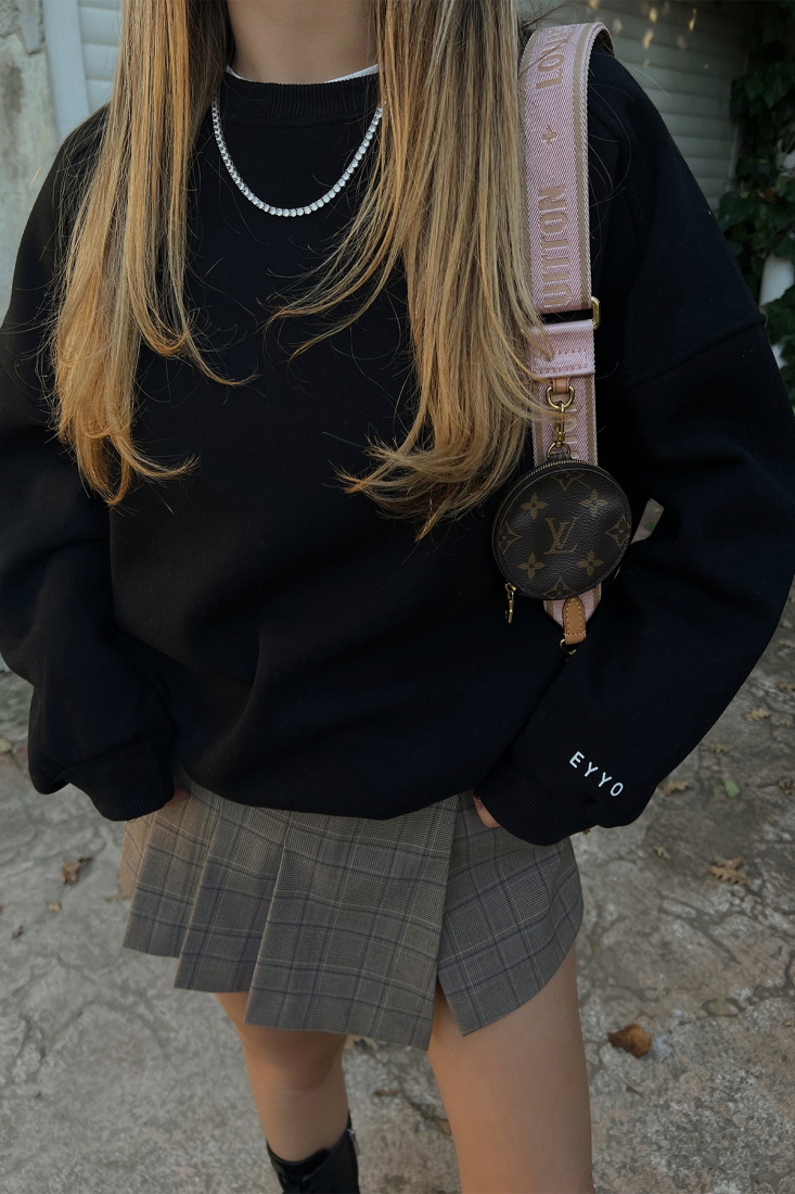 Black Oversize Basic Sweat ATE2483 - EYYO