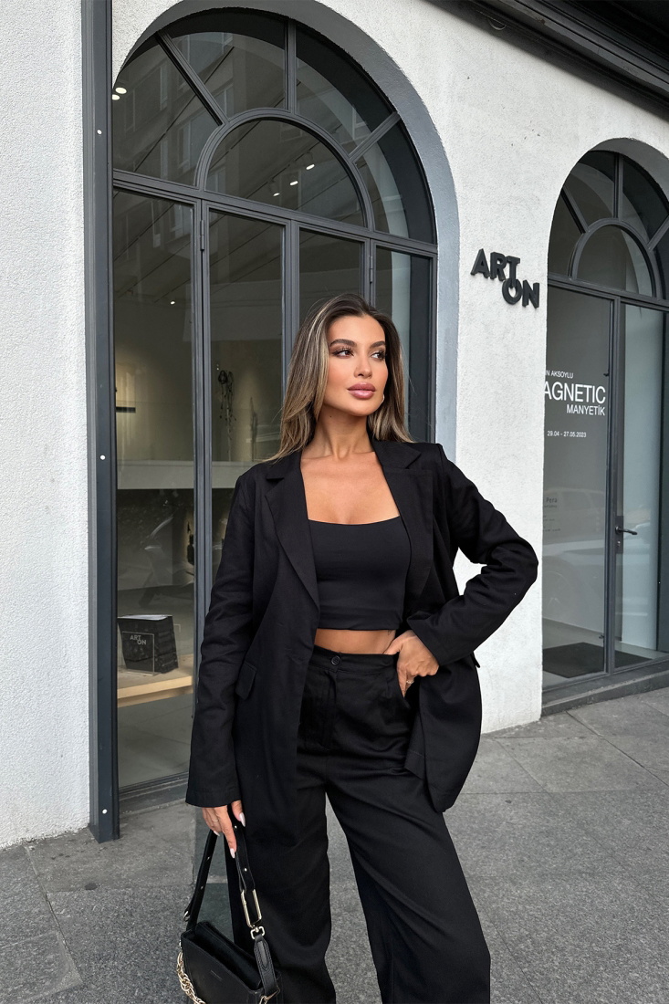 Black Pants Set ATE7112 - EYYO TOPTAN