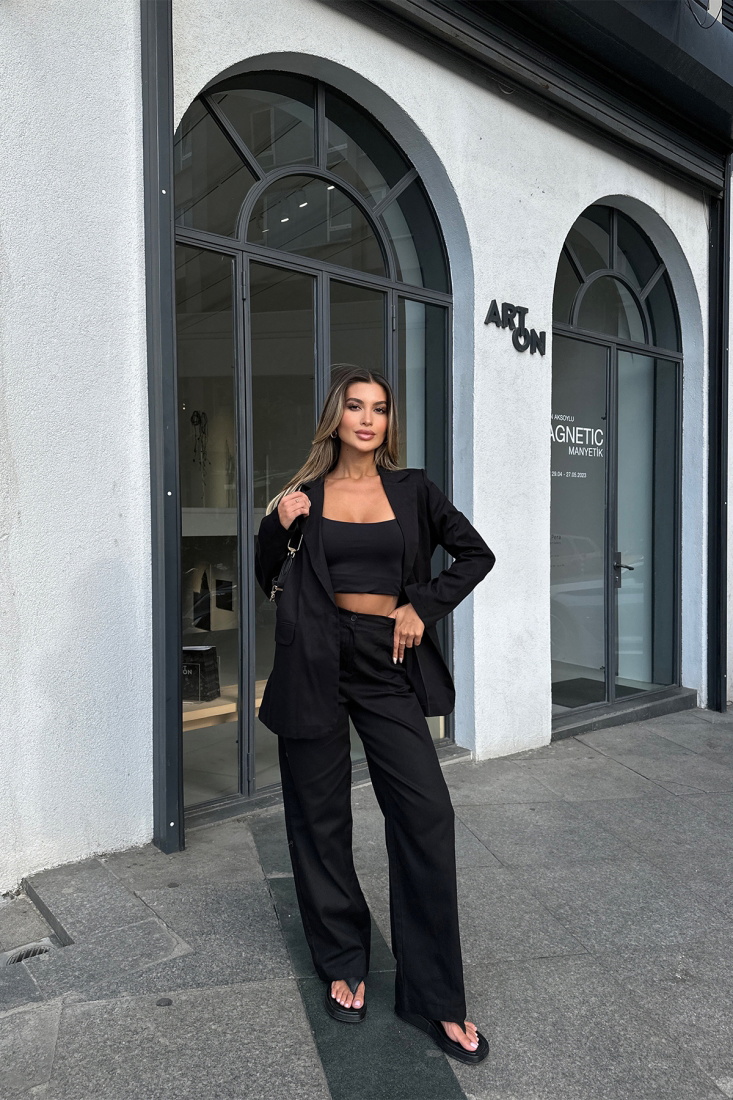 Black Pants Set ATE7112 - EYYO TOPTAN