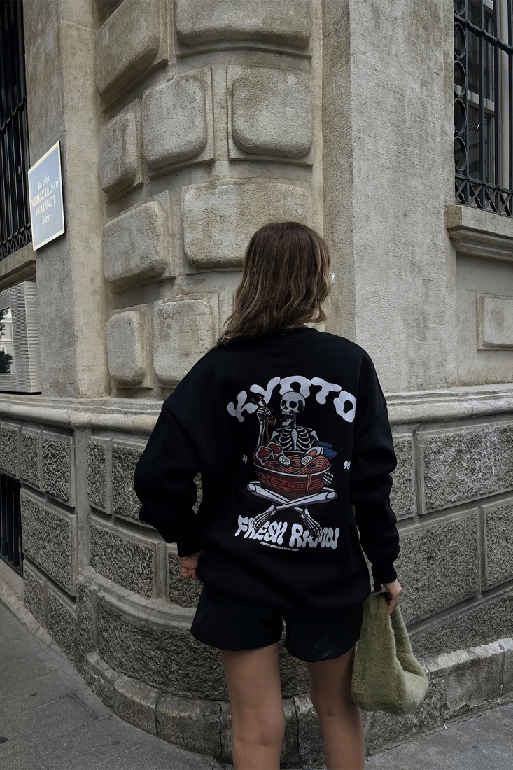 Black Printed Back Sweat ATE2320 - EYYO