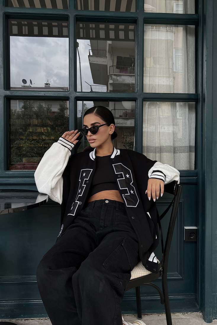 Black Printed College Jacket ATE1966 - NOON