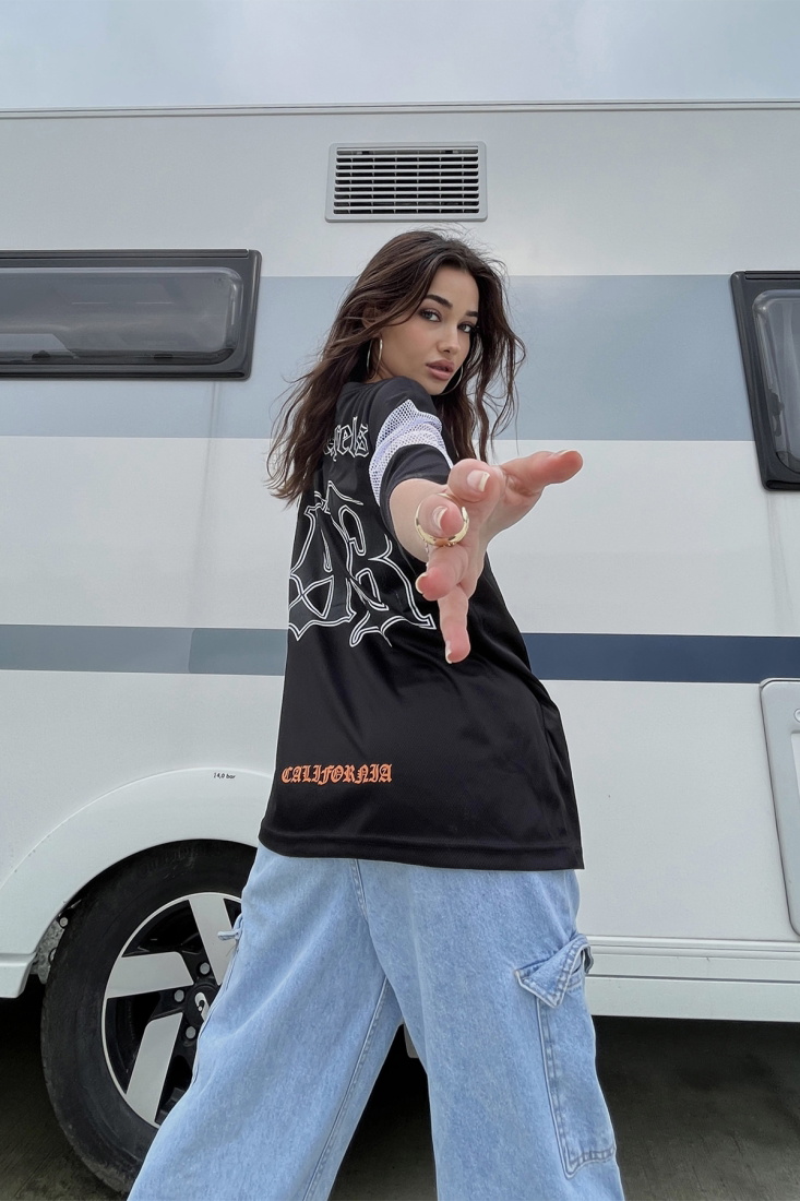 Black Printed Oversize Tshirt ATE6681 - NONAME