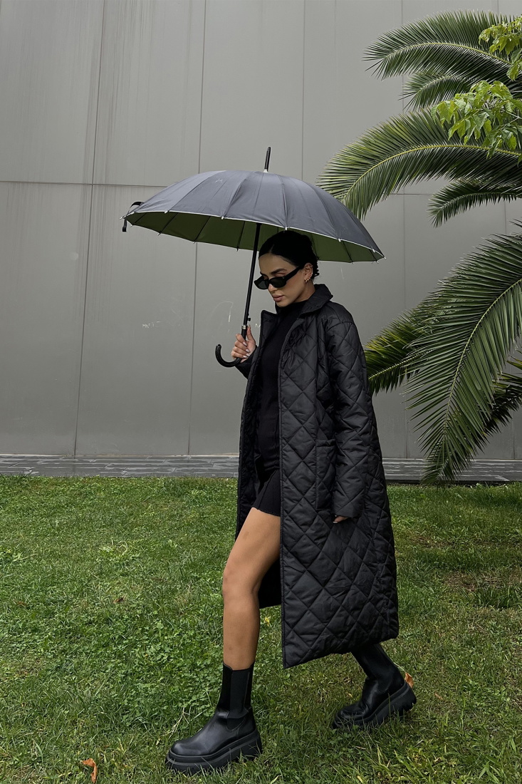 Black Quilted Coat ATE2075 - KTN