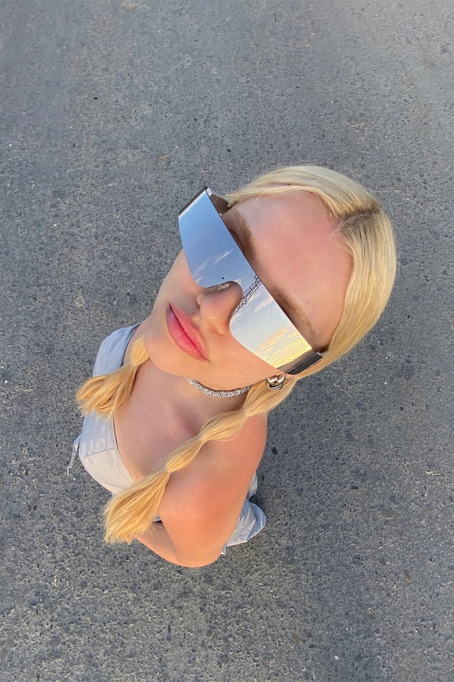 Black Rectangle Sunglasses ATEL44 - 5
