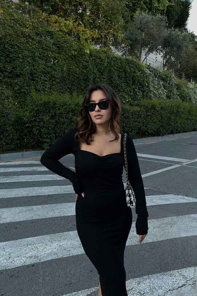 Black Ribbed Maxi Dress ATE1985 - 2