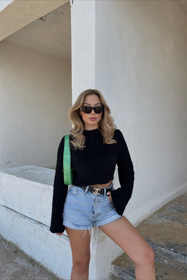 Black Ribbed Sweater ATE2000 - 1