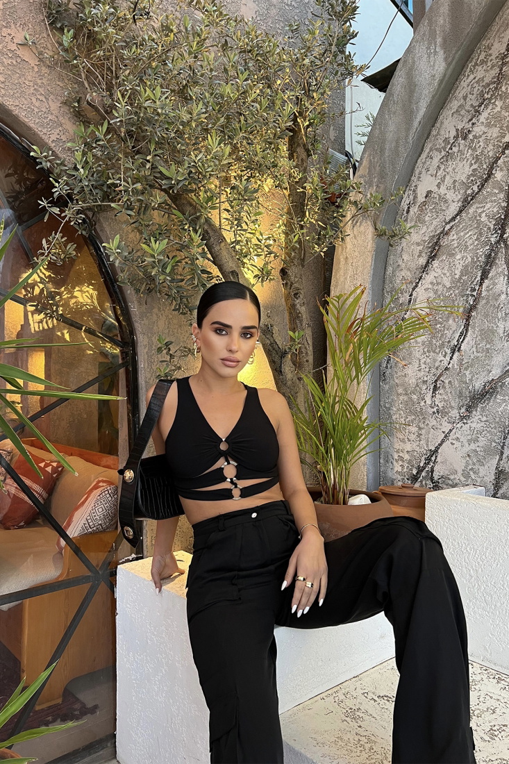  Black Ring Detail Crop Top ATE2143 - DEPPOT