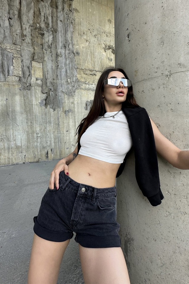 Black Rupture Jean Shorts ATE7164 - 1