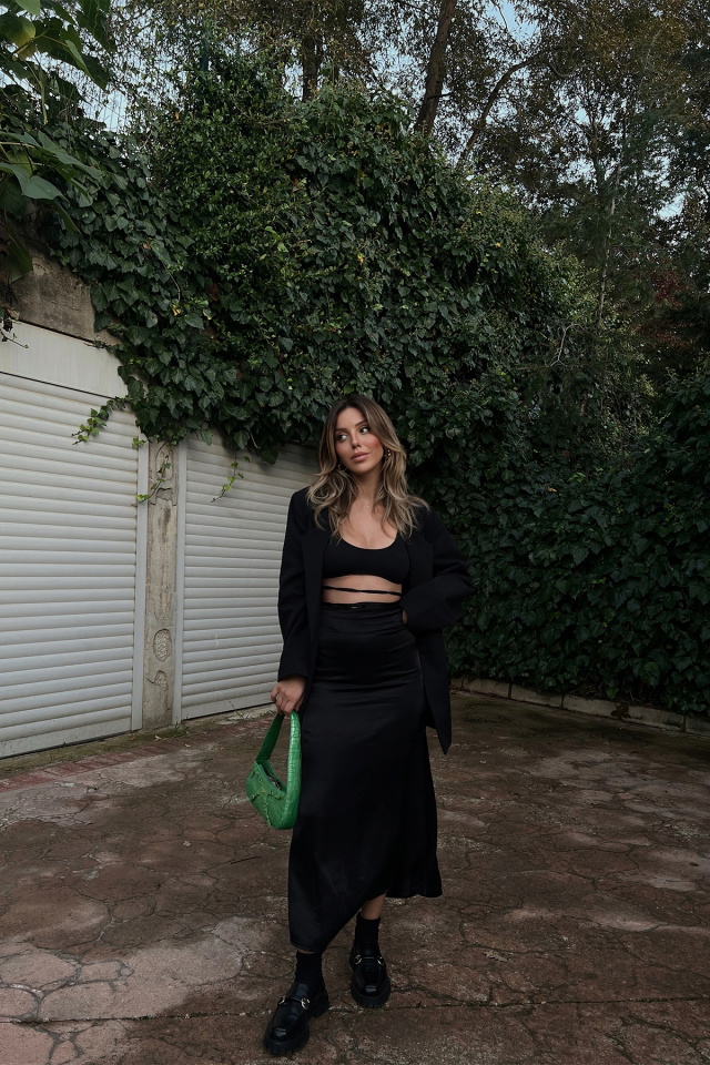 Black Sateen Maxi Skirt ATE2007 - 2