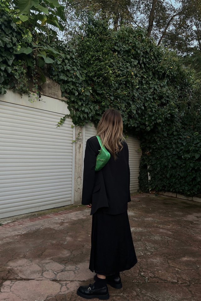 Black Sateen Maxi Skirt ATE2007 - 5