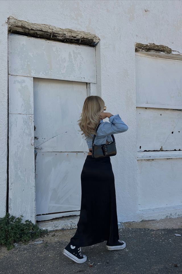 Black Sateen Maxi Skirt ATE2007 - 6