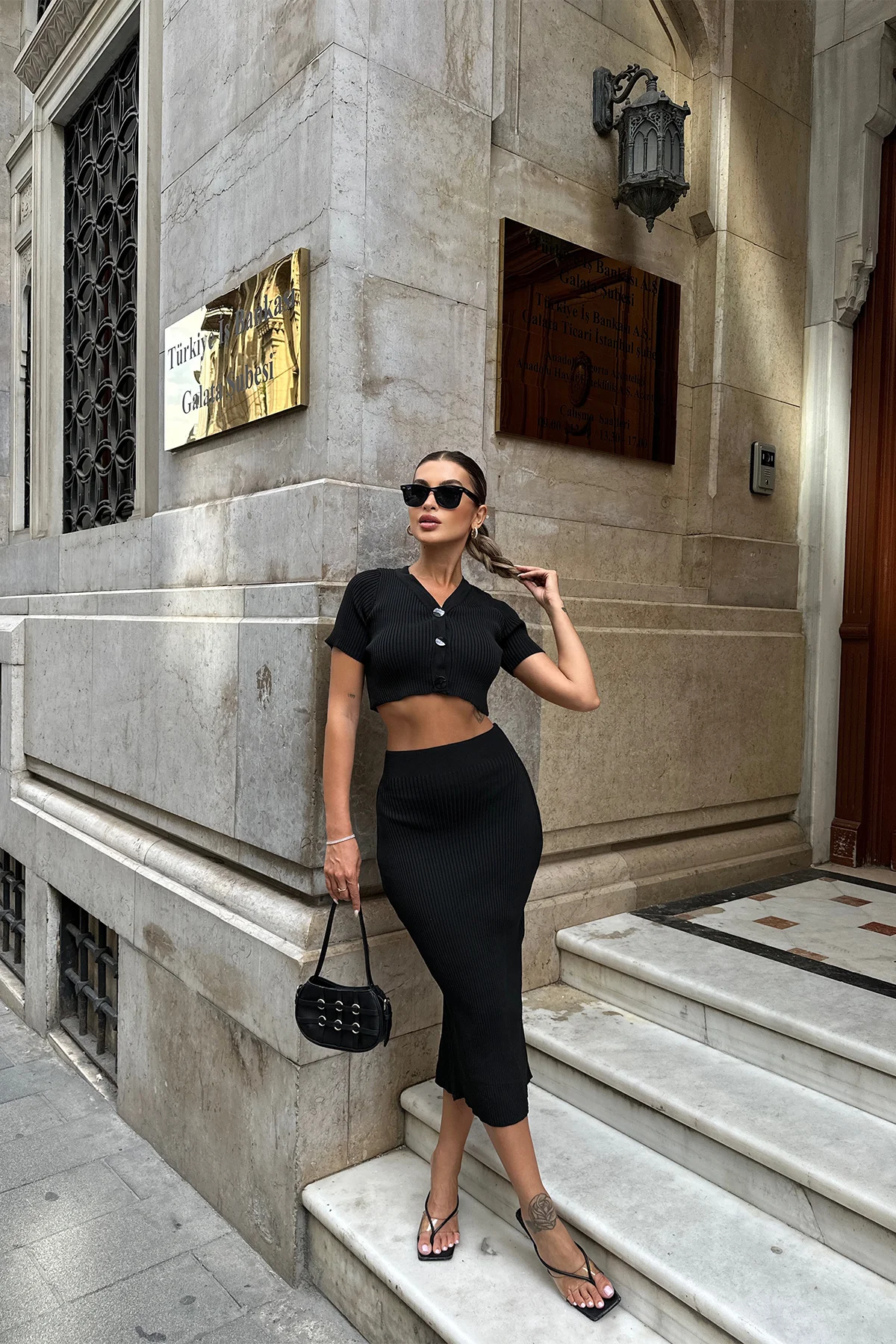 Black Skirt Set ATE7134 - ESPERİ