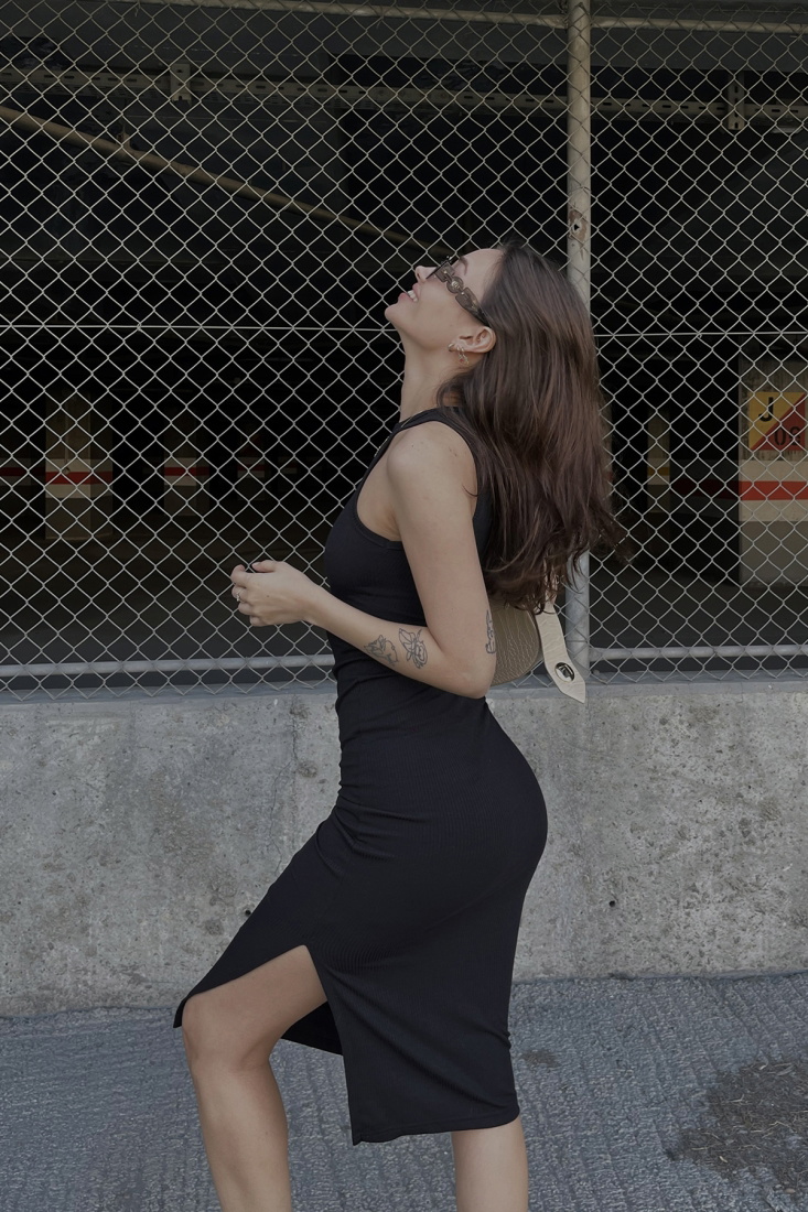 Black Slit Detail Long Dress ATE4316 - EYYO