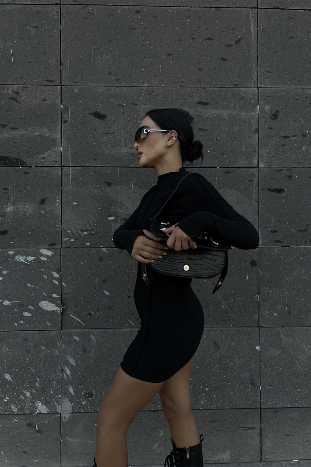 Black Stitch Detail Mini Dress ATE2014 - 5