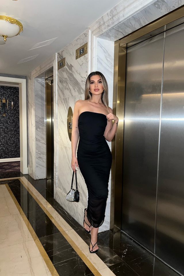 Black Strapless Long Dress ATE5310 - 4