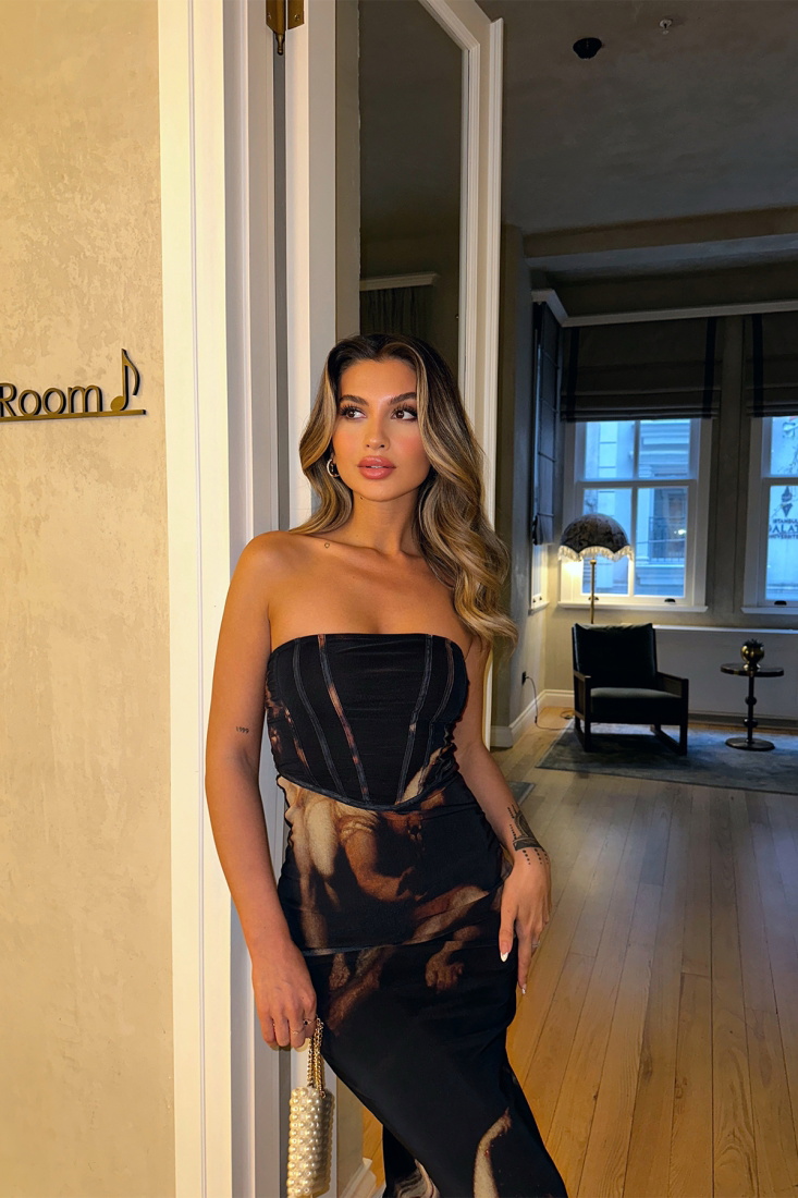 Black Strapless Long Dress ATE6752 - EYYO