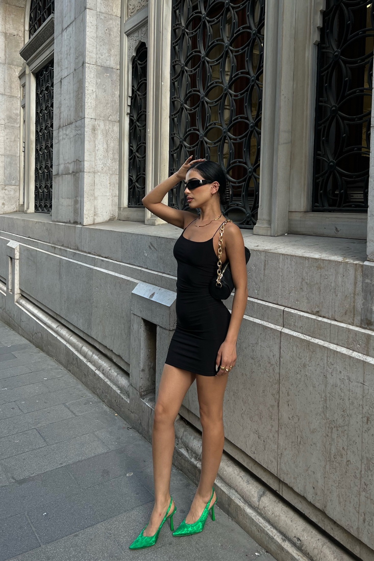 Black Strapped Dress ATE7035 - EYYO