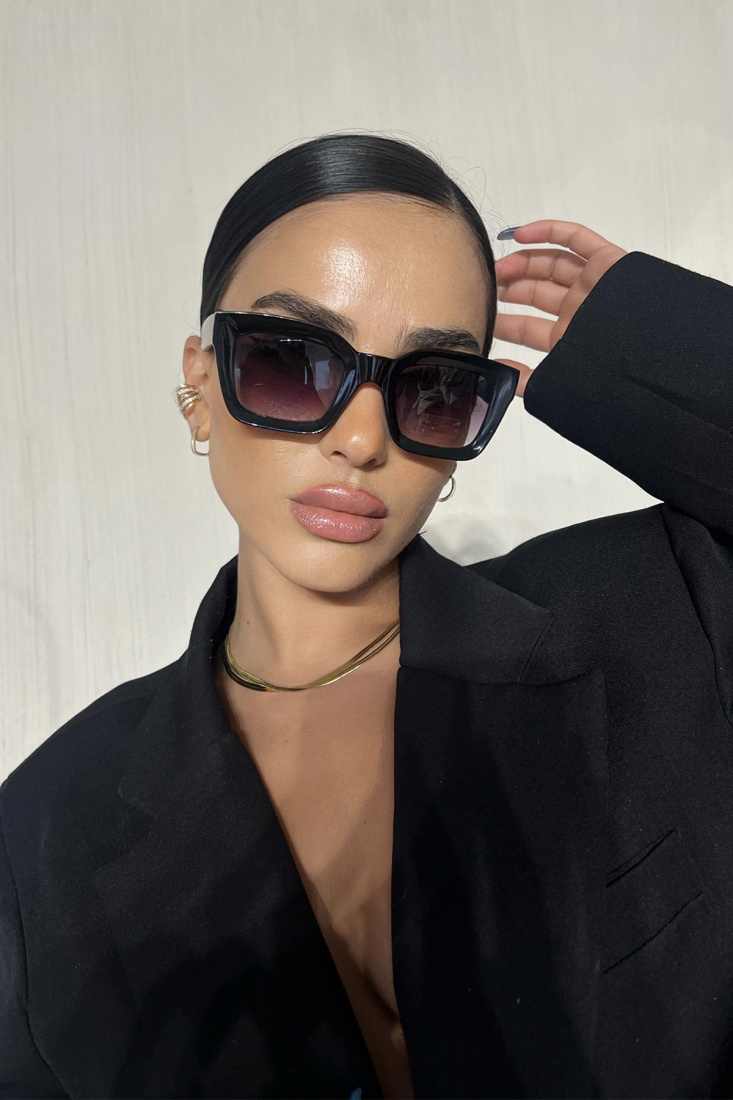 Black Thick Frame Sunglasses ATE6745 - 
