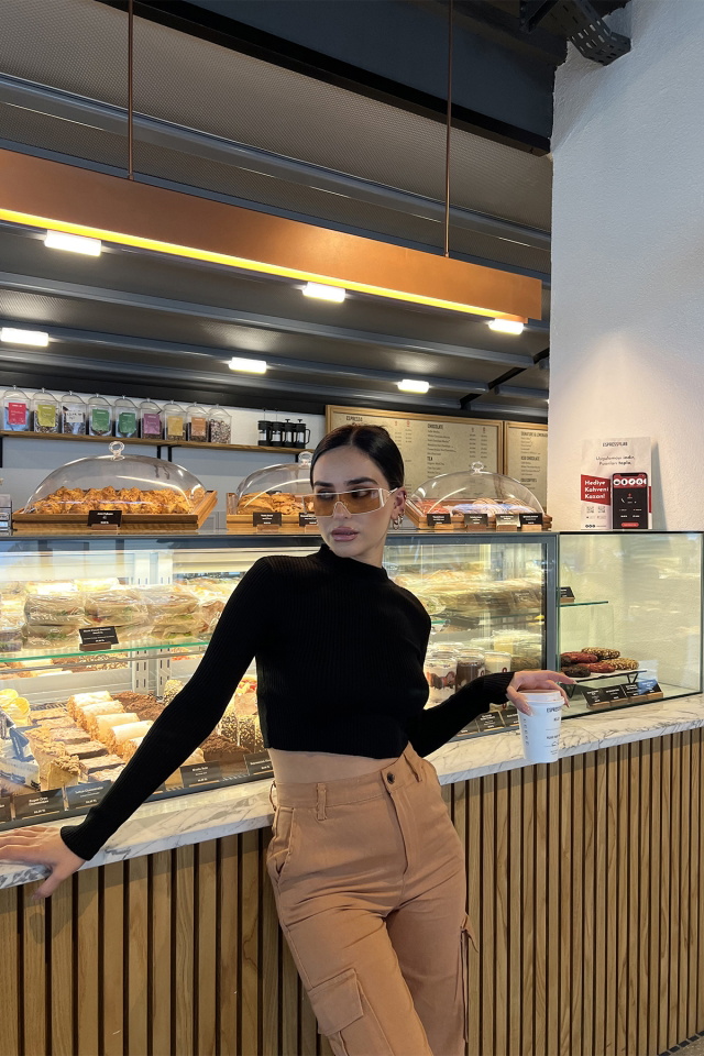 Black Turtleneck Knitwear Sweater ATE2839 - 1