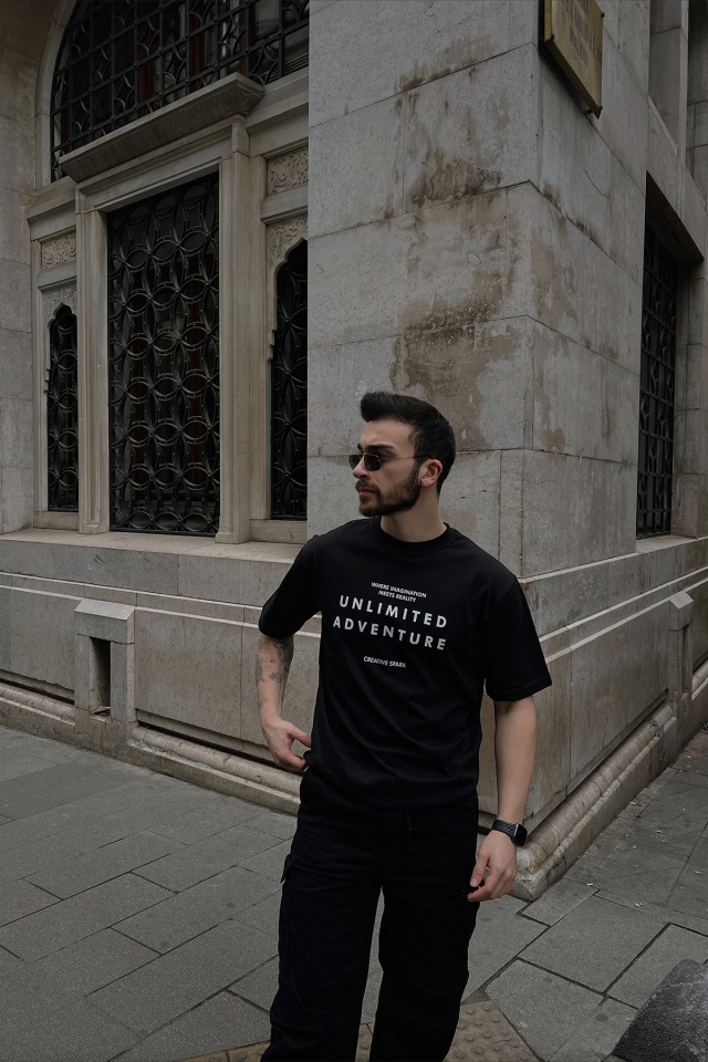 Black Unlimited Adventure Written T-shirt ATE4287 - 1