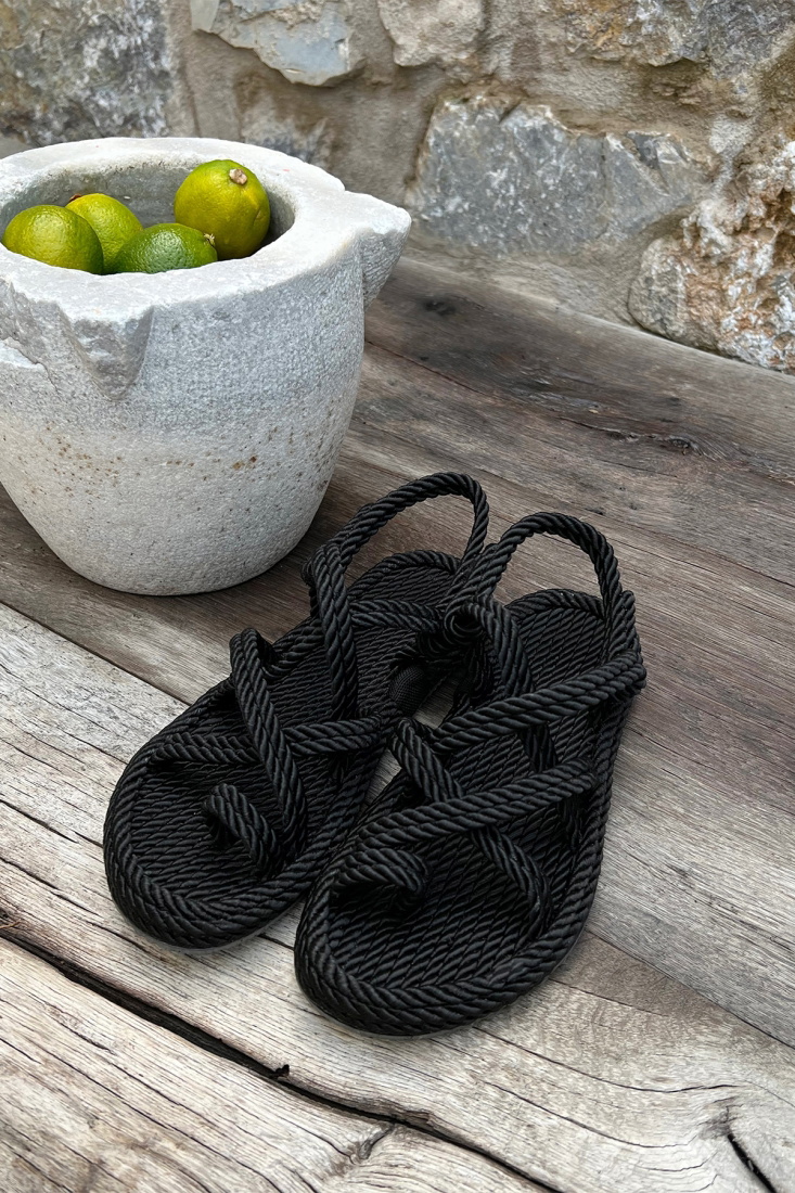 Black Wicker Sandals ATE6372 - 