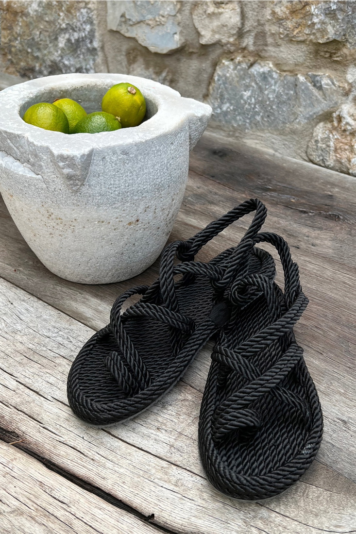Black Wicker Sandals ATE6372 - 