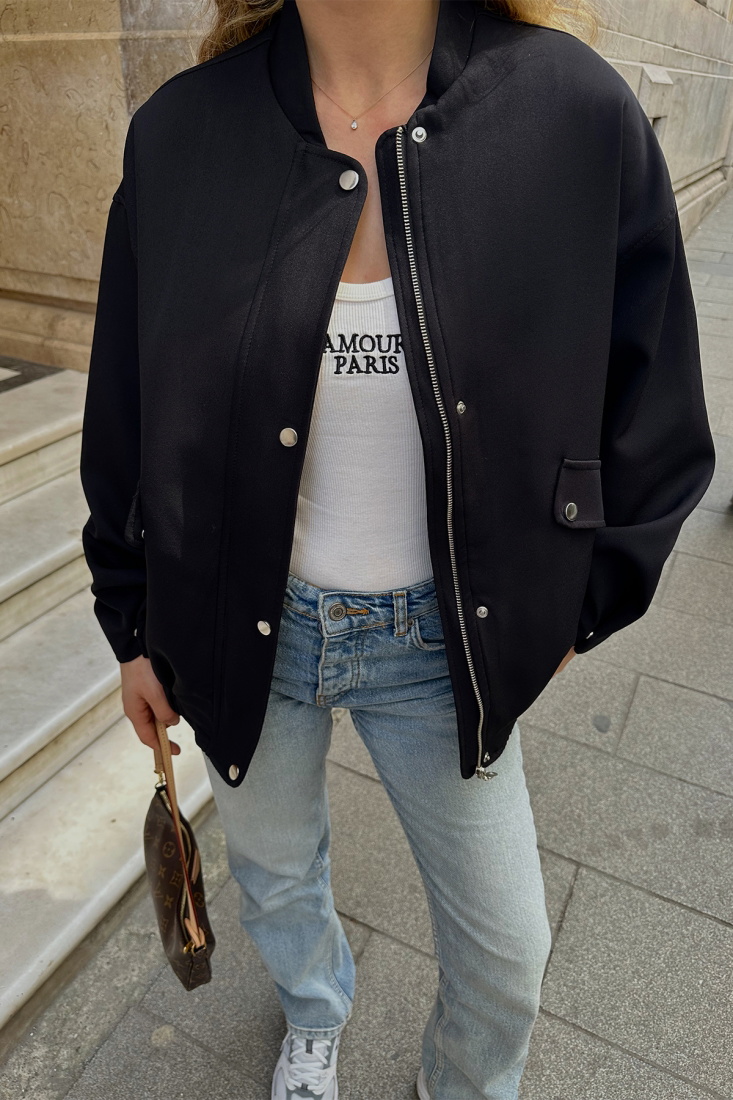 Black Zipper Detail Jacket ATE6887 - 