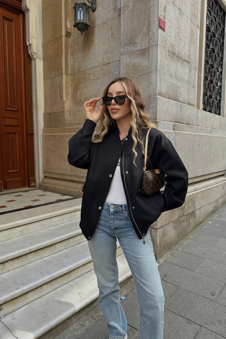 Black Zipper Detail Jacket ATE6887 - 