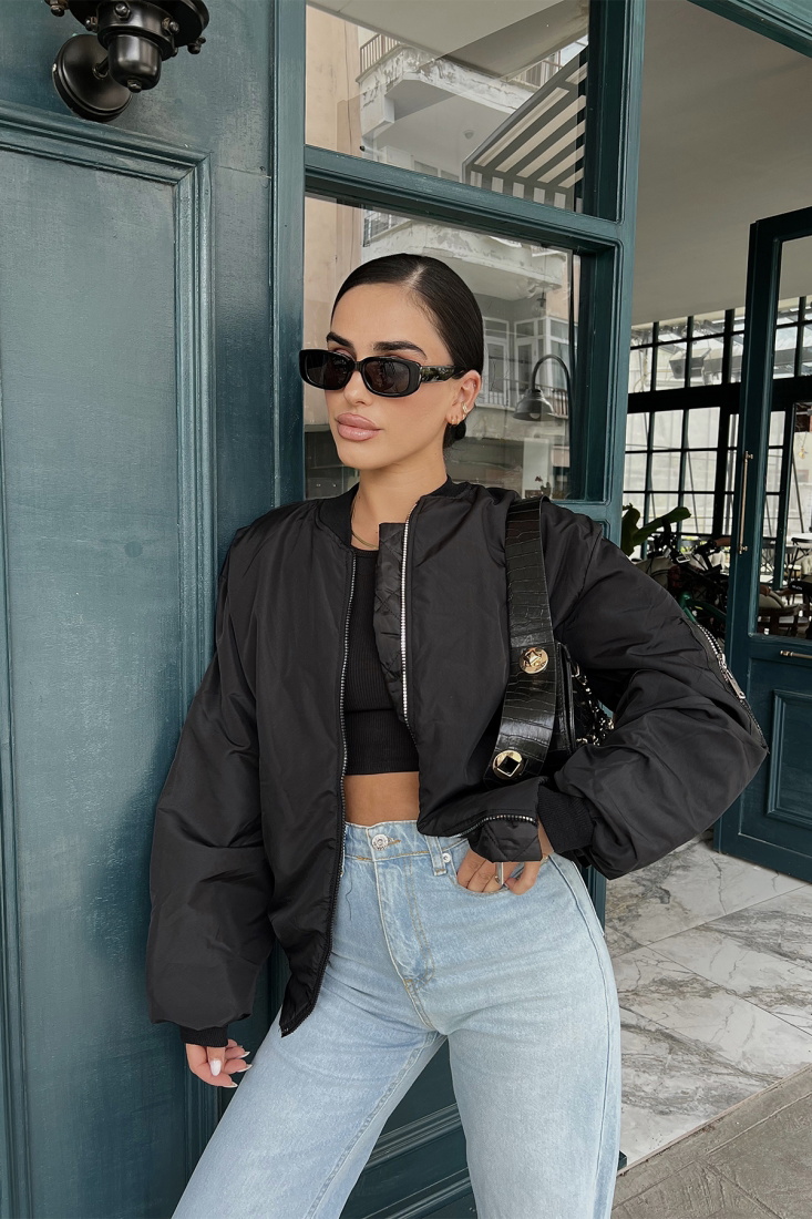 Black Zippered Basic Jacket ATE1961 - NOON