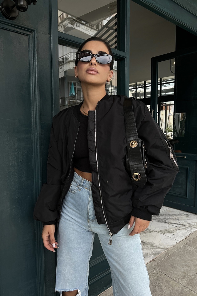 Black Zippered Basic Jacket ATE1961 - 4