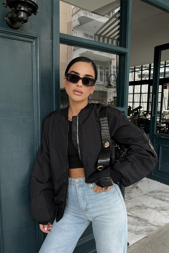 Black Zippered Basic Jacket ATE1961 - 2