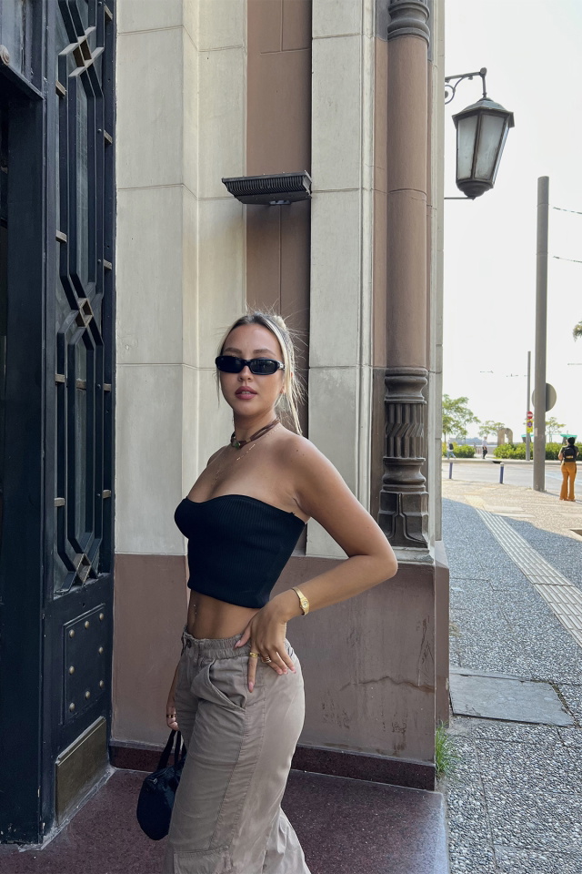Black Basic Crop Top ATE1752 - 3
