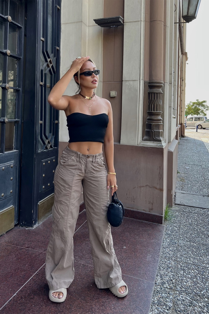 Black Basic Crop Top ATE1752 - ESPERİ