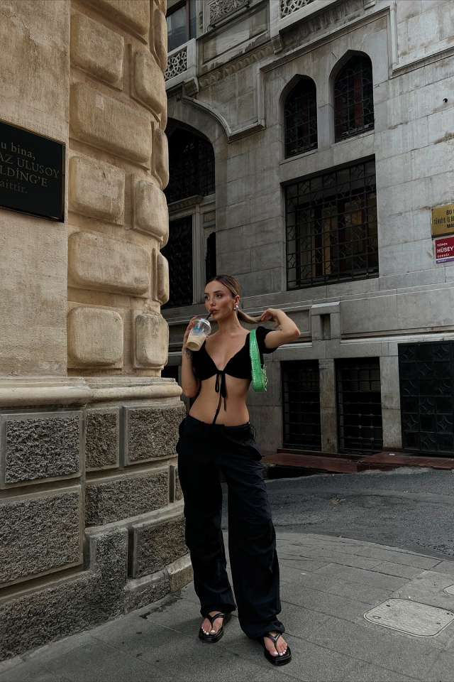 Black Cargo Pocket Pants ATE1751 - 1