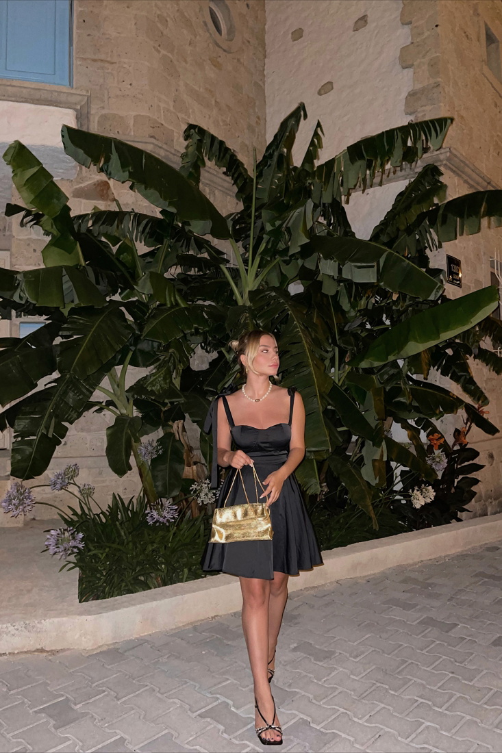 Black Dream Gown Sateen Dress ATE1602 - EYYO ATELIER