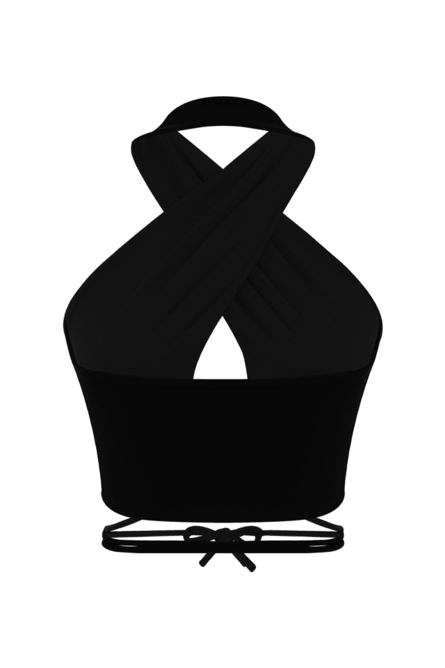Black Lina Crop Top EY614 - 4