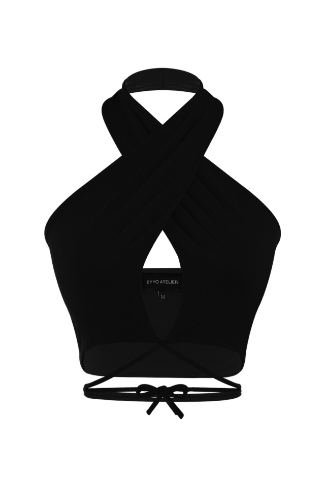 Black Lina Crop Top EY614 - 2