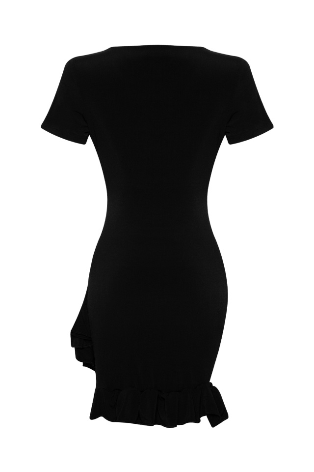 Black Open Front Double Breasted Dress R102 - 4