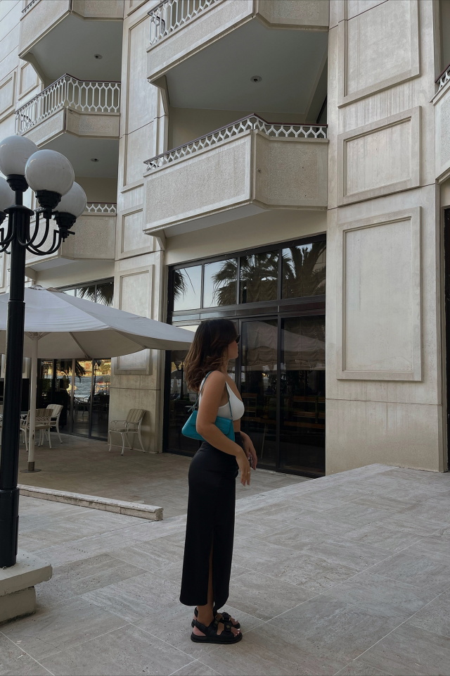 Black Sateen Slit Skirt ATE1656 - 3