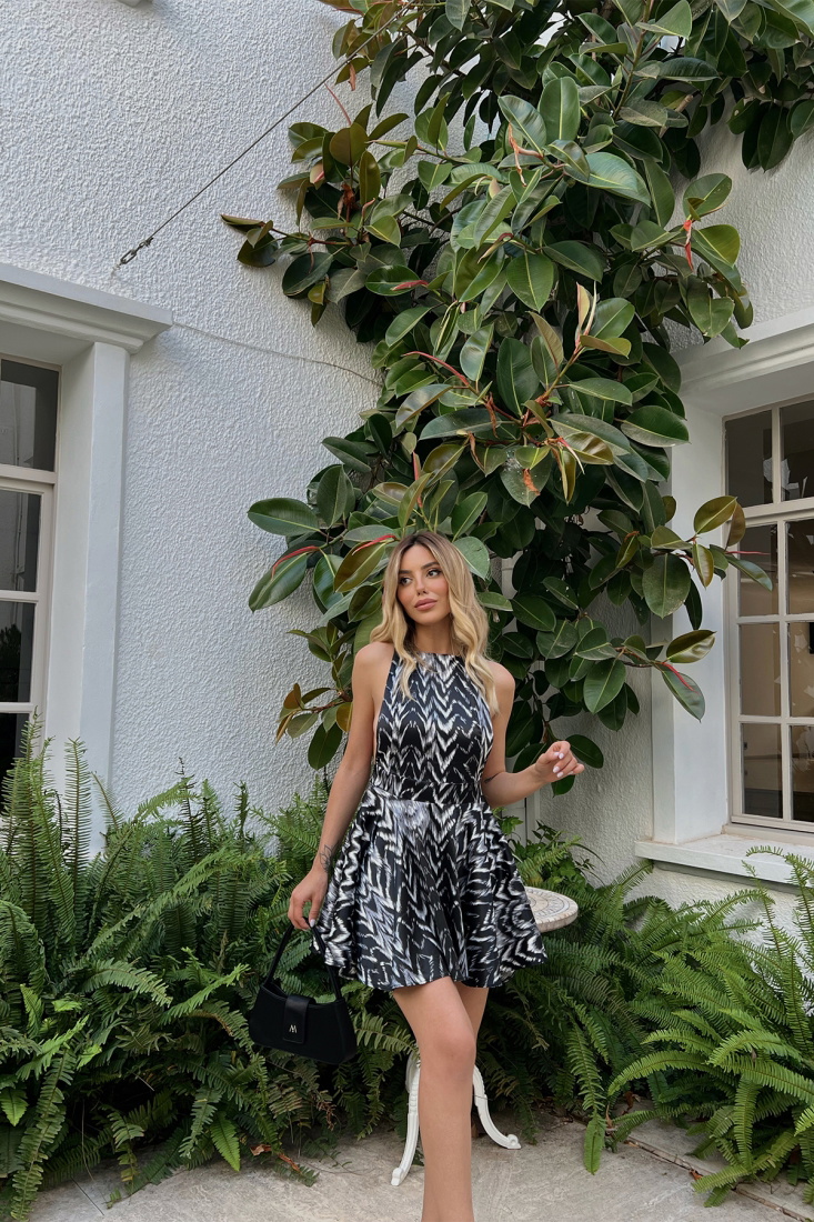 Black Spring Leopard Pattern Dress ATE1632 - EYYO ATELIER