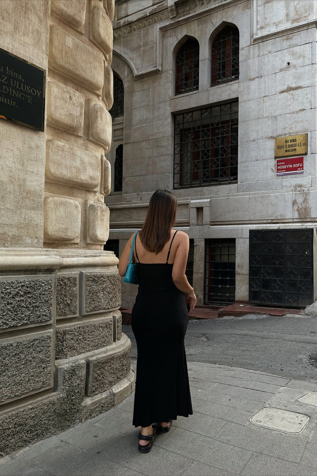 Black Strapped Maxi Dress ATE1748 - 4