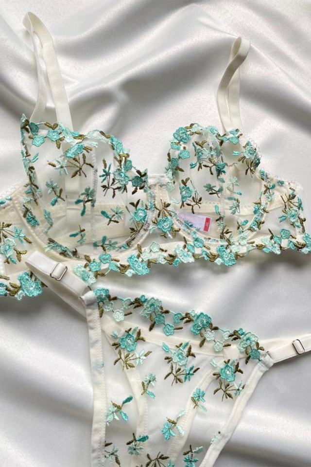 Blue Floral Pattern Underwear ATE6878 - 1